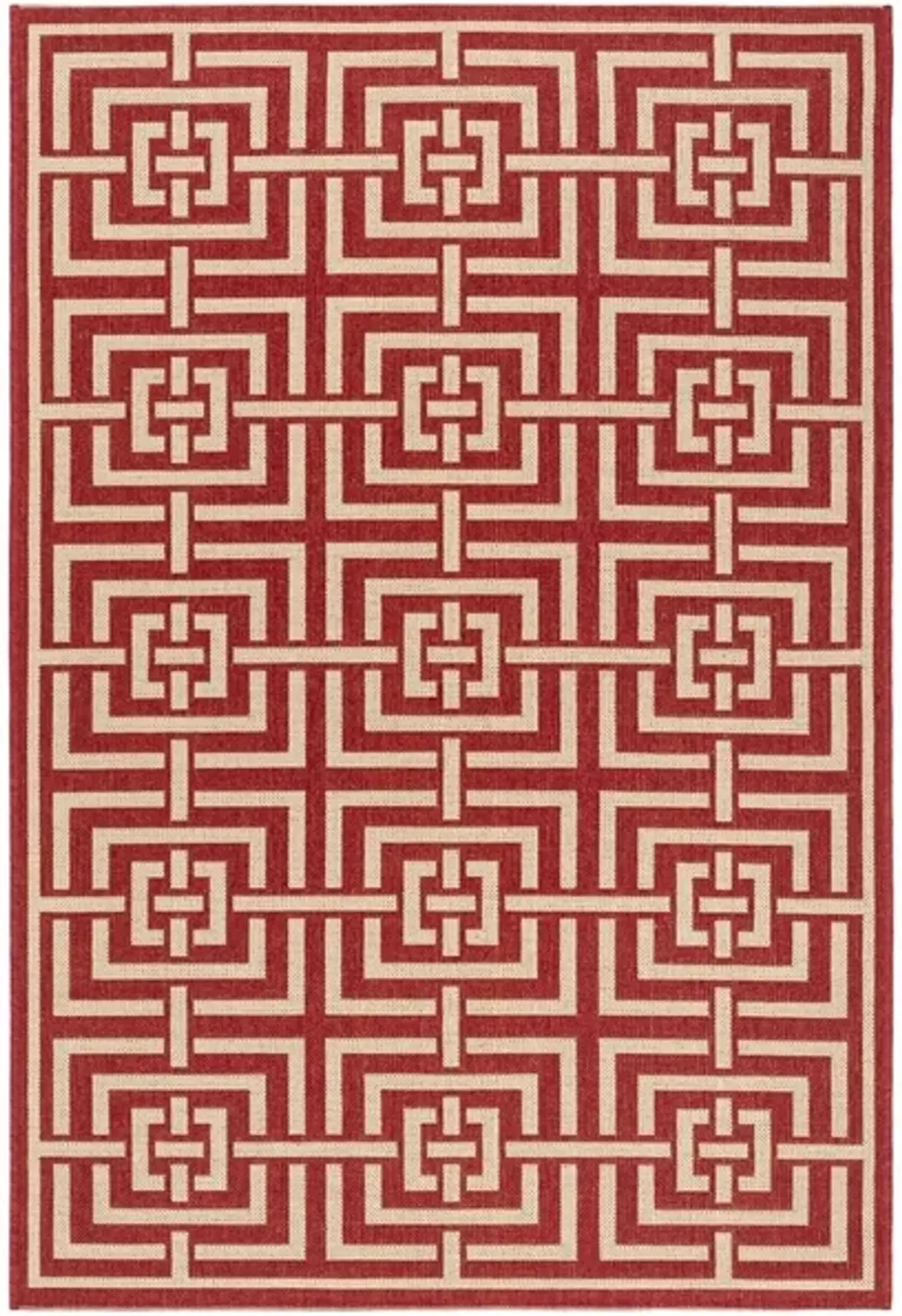 Safavieh BEACH HOUSE Collection BHS128Q-5 Red / Creme 5'-3" X 7'-6"