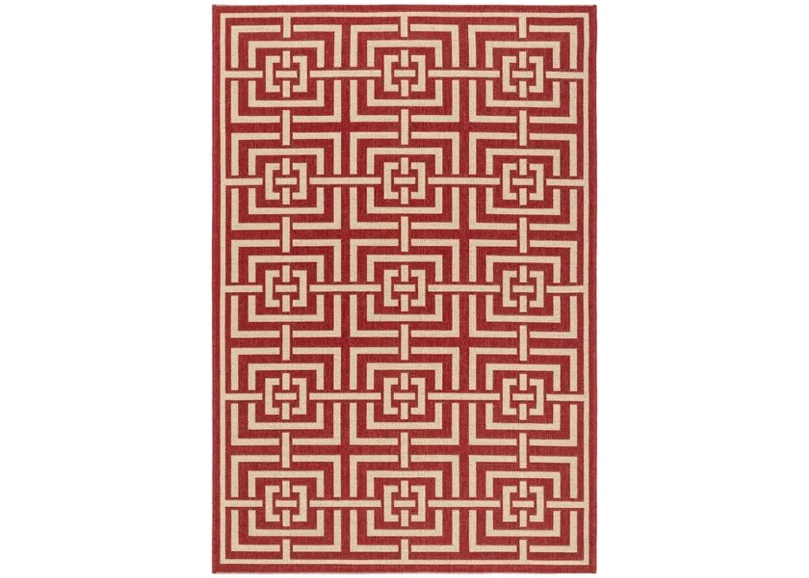 Safavieh BEACH HOUSE Collection BHS128Q-5 Red / Creme 5'-3" X 7'-6"