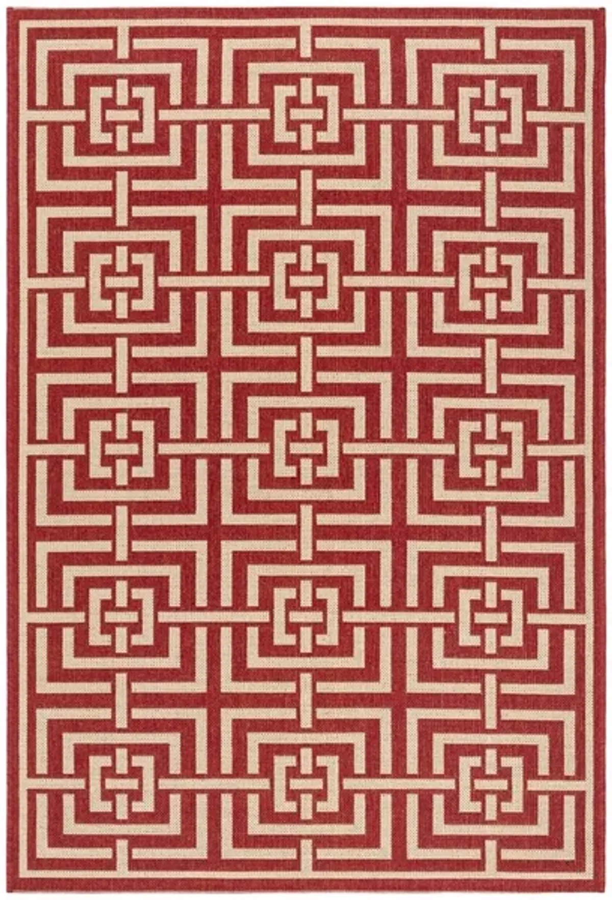 Safavieh BEACH HOUSE Collection BHS128Q-5 Red / Creme 5'-3" X 7'-6"