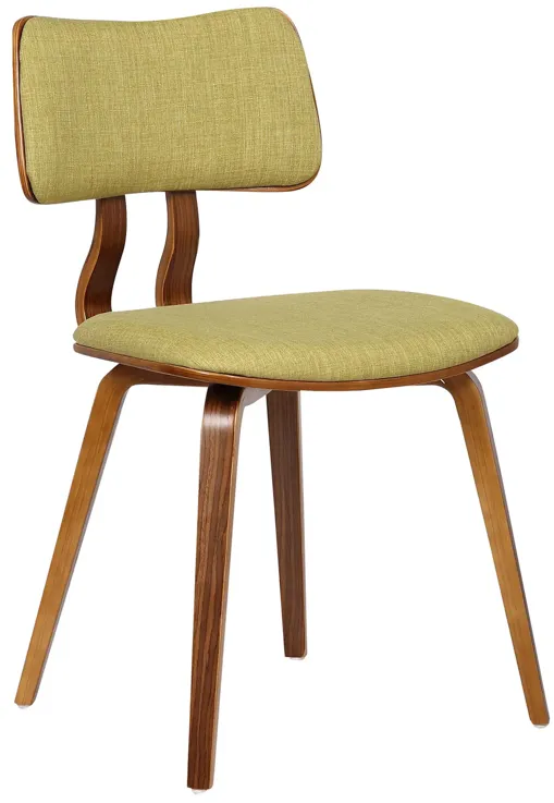 Jaguar Mid-Century Dining Chair in Walnut Wood and Green Fabric