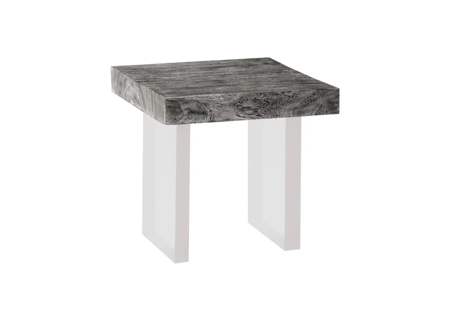 Floating Side Table- Gray Stone- Acrylic Legs