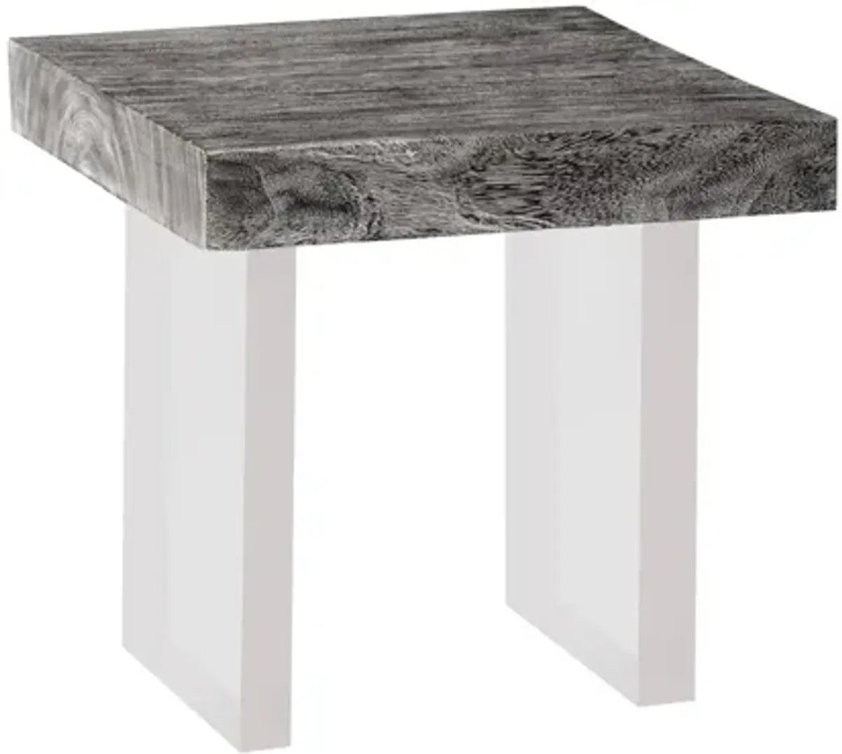 Floating Side Table- Gray Stone- Acrylic Legs