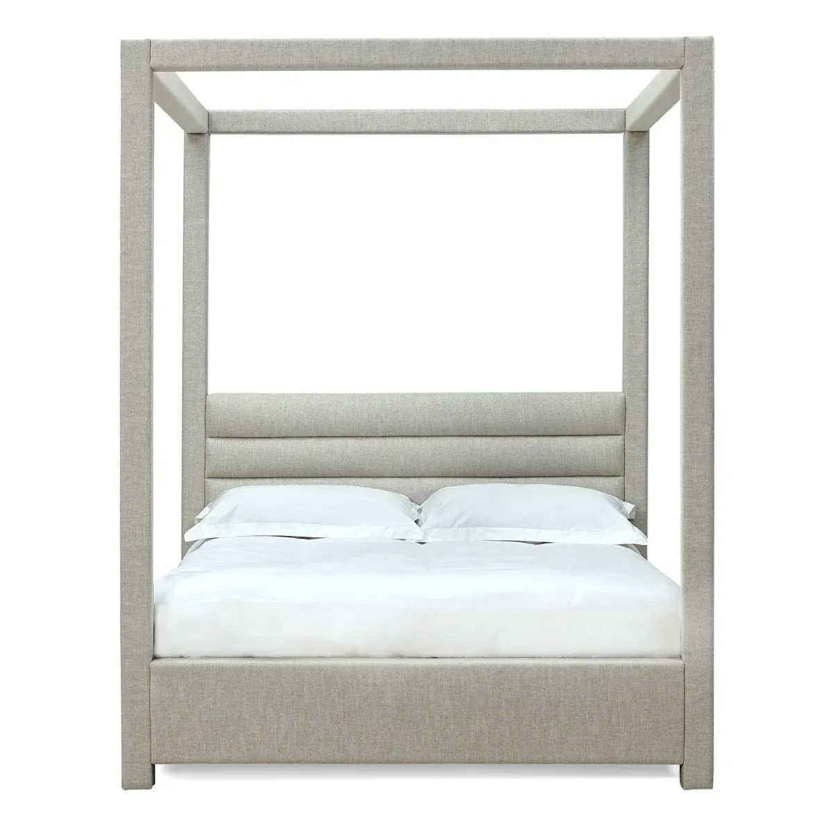 Rockford Queen-Size Upholstered Canopy Bed In Turtle Dove Linen