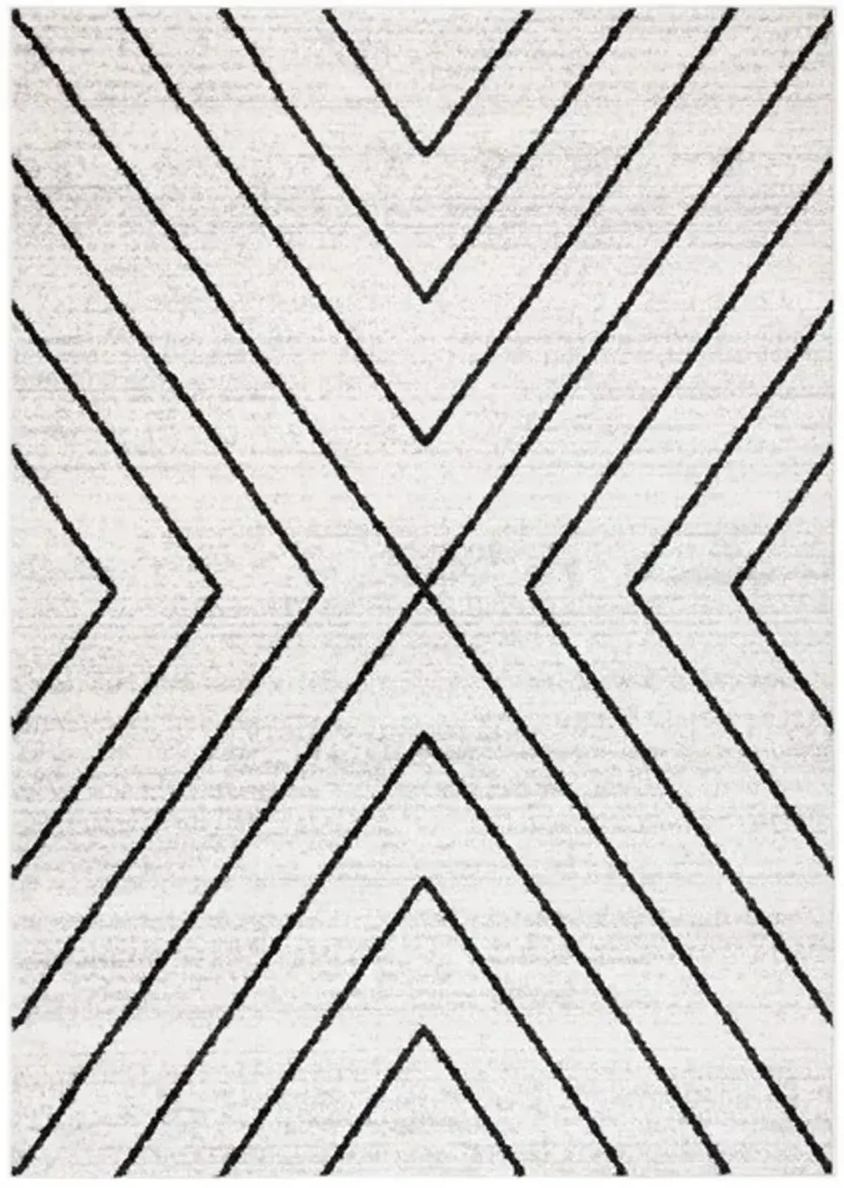ADIRONDACK Contemporary Ivory / Grey 2'-6" X 10' Powerloomed Rug