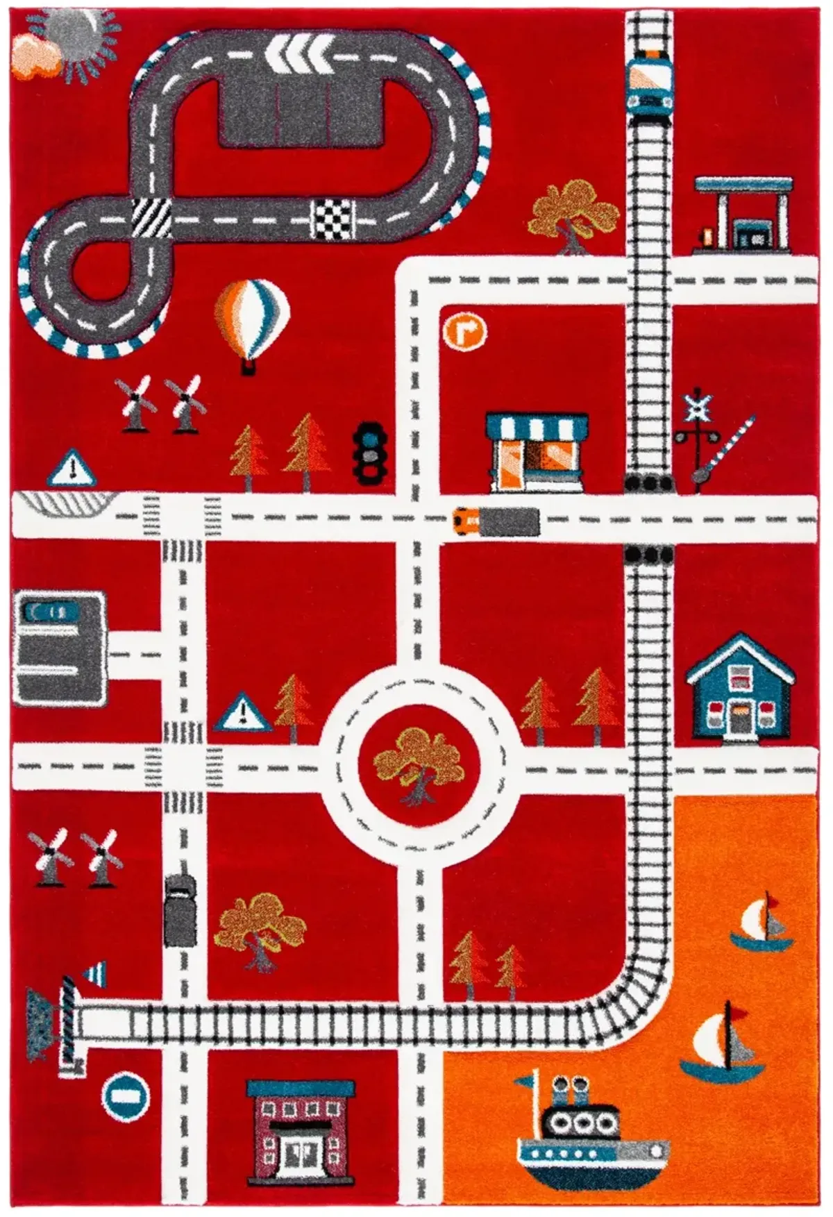 CAROUSEL KIDS 192 RED  9' x 12' Large Rectangle Rug