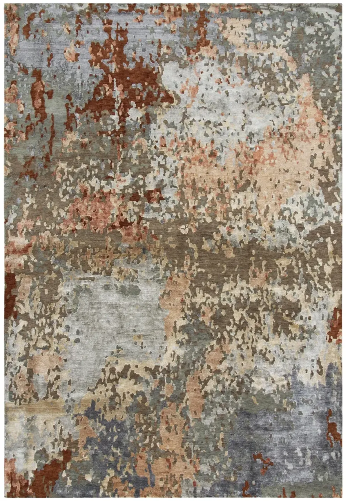 Finesse Brown/Gray Abstract Hand Spun New Zealand Wool/Tencel 2' x 3'  Rectangle Rug