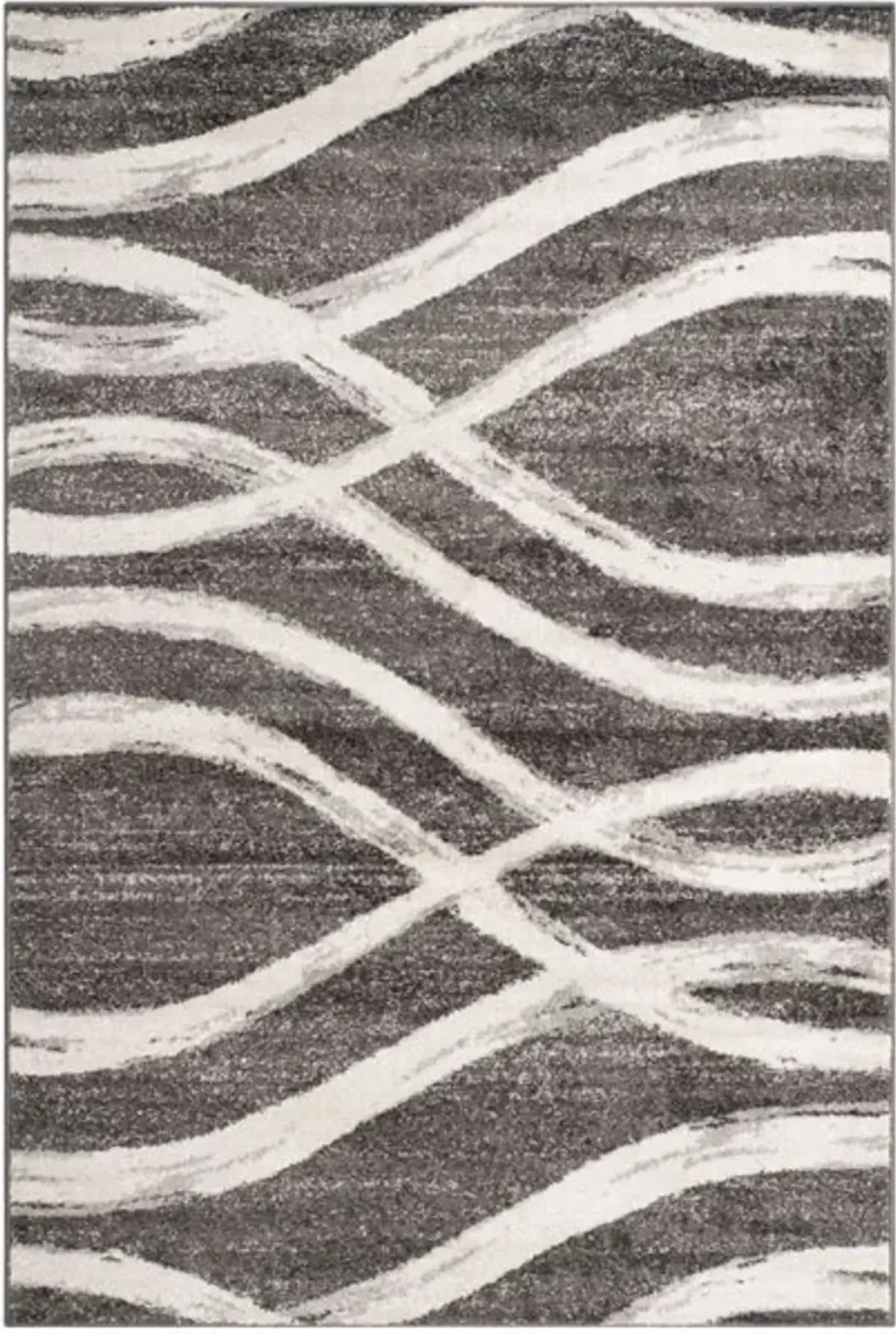 Adirondack Contemporary Charcoal / Ivory 2'-6" X 12' Powerloomed Rug