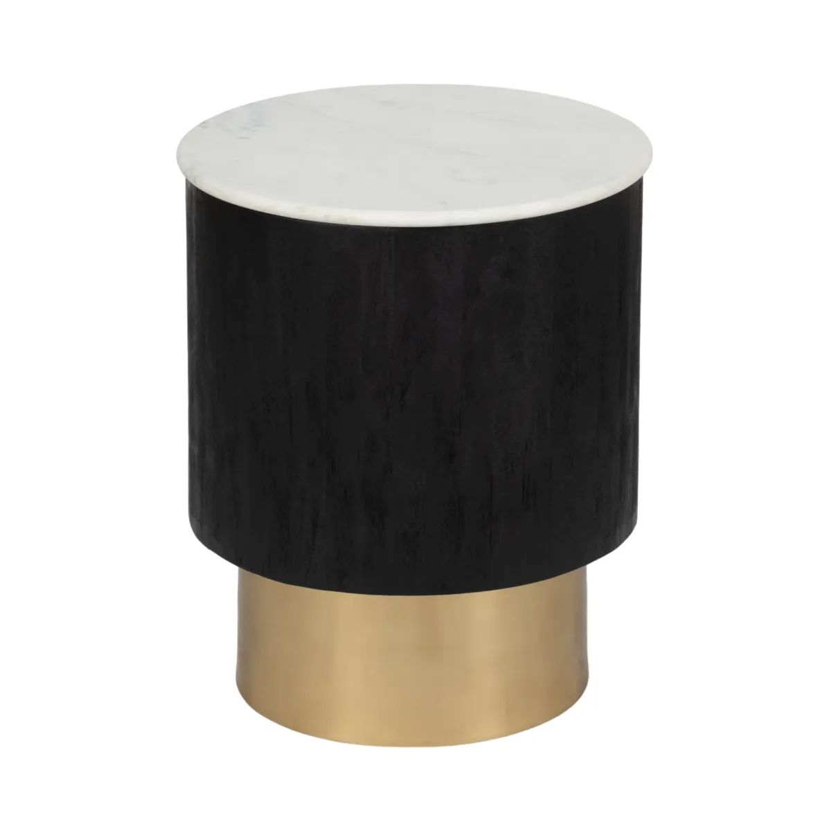 20" Gold Pedestal Accent Table Marble Top, Wht/blk