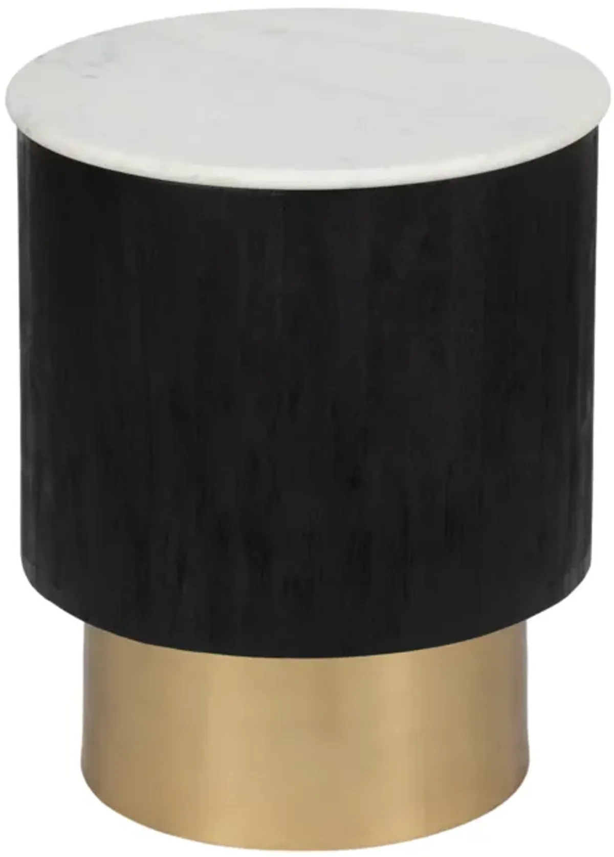 20" Gold Pedestal Accent Table Marble Top, Wht/blk