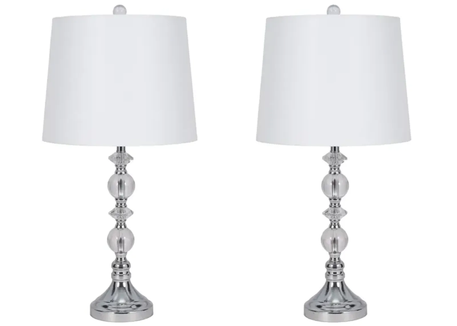 S/2 Crystal 26" Table Lamp, Silver