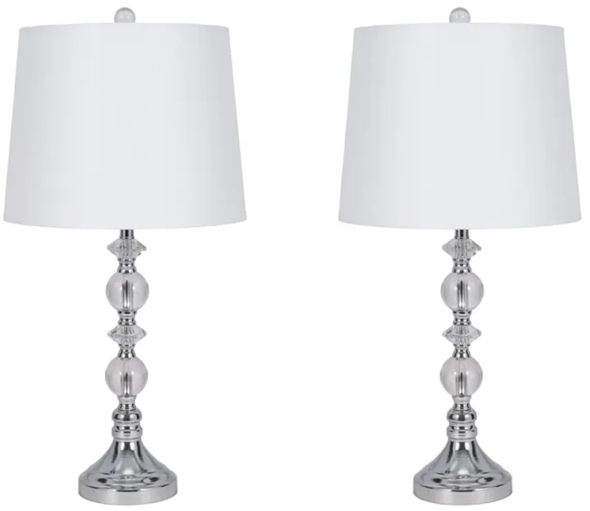 S/2 Crystal 26" Table Lamp, Silver