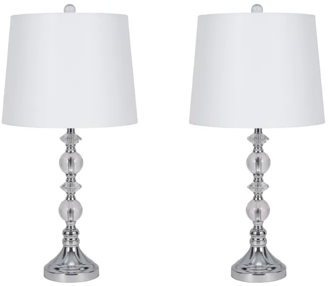 S/2 Crystal 26" Table Lamp, Silver