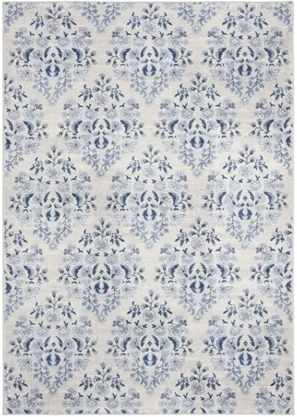 Brentwood 856 Cream / Blue 8' X 10' Large Rectangle Powerloomed Rug