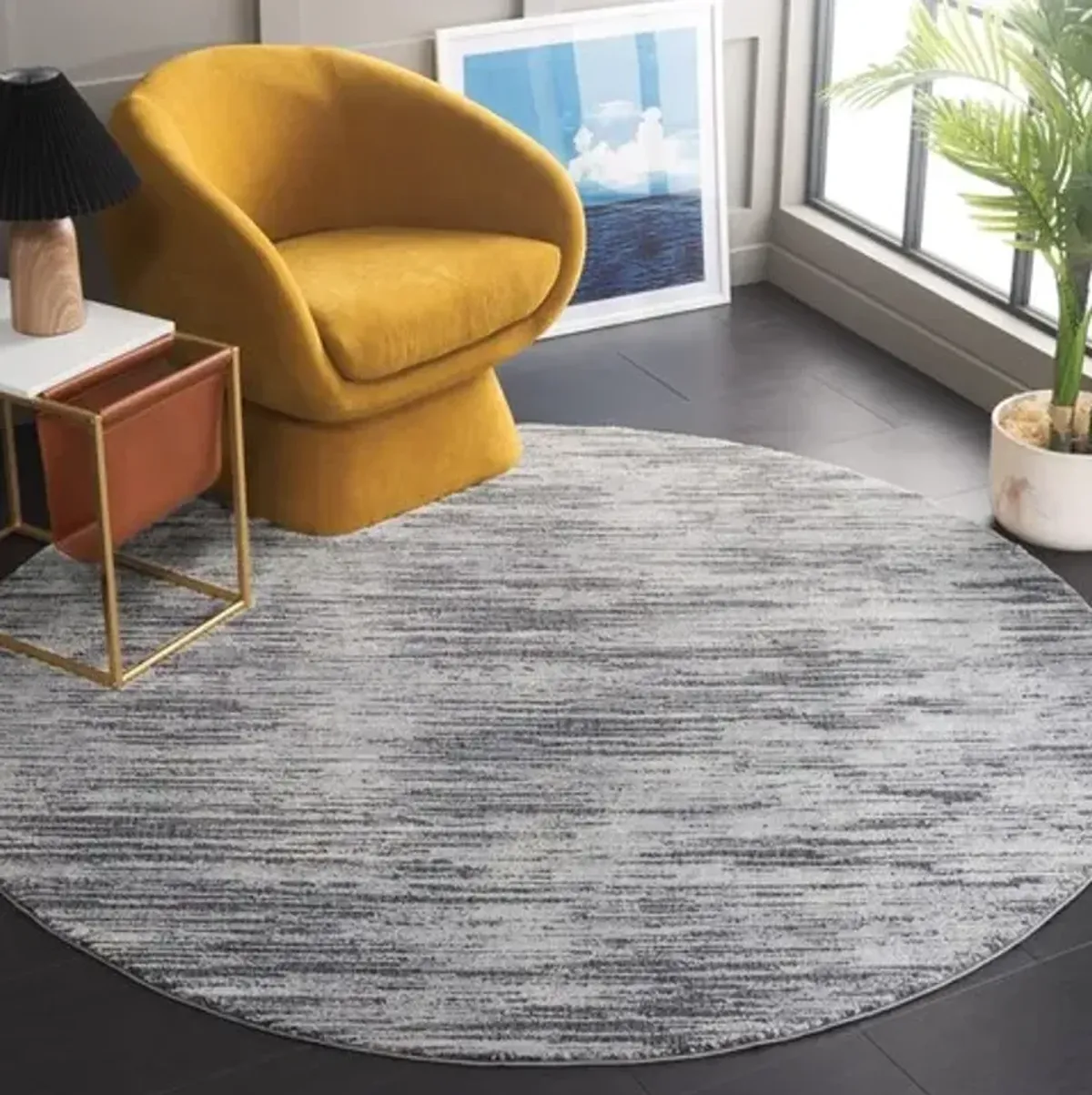 REVIVE 106 Grey 6'-7' X 6'-7' Round Round Rug