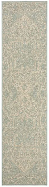 LINDEN 139 Collection LND139L-28 Cream / Aqua 2'-2" X 8'