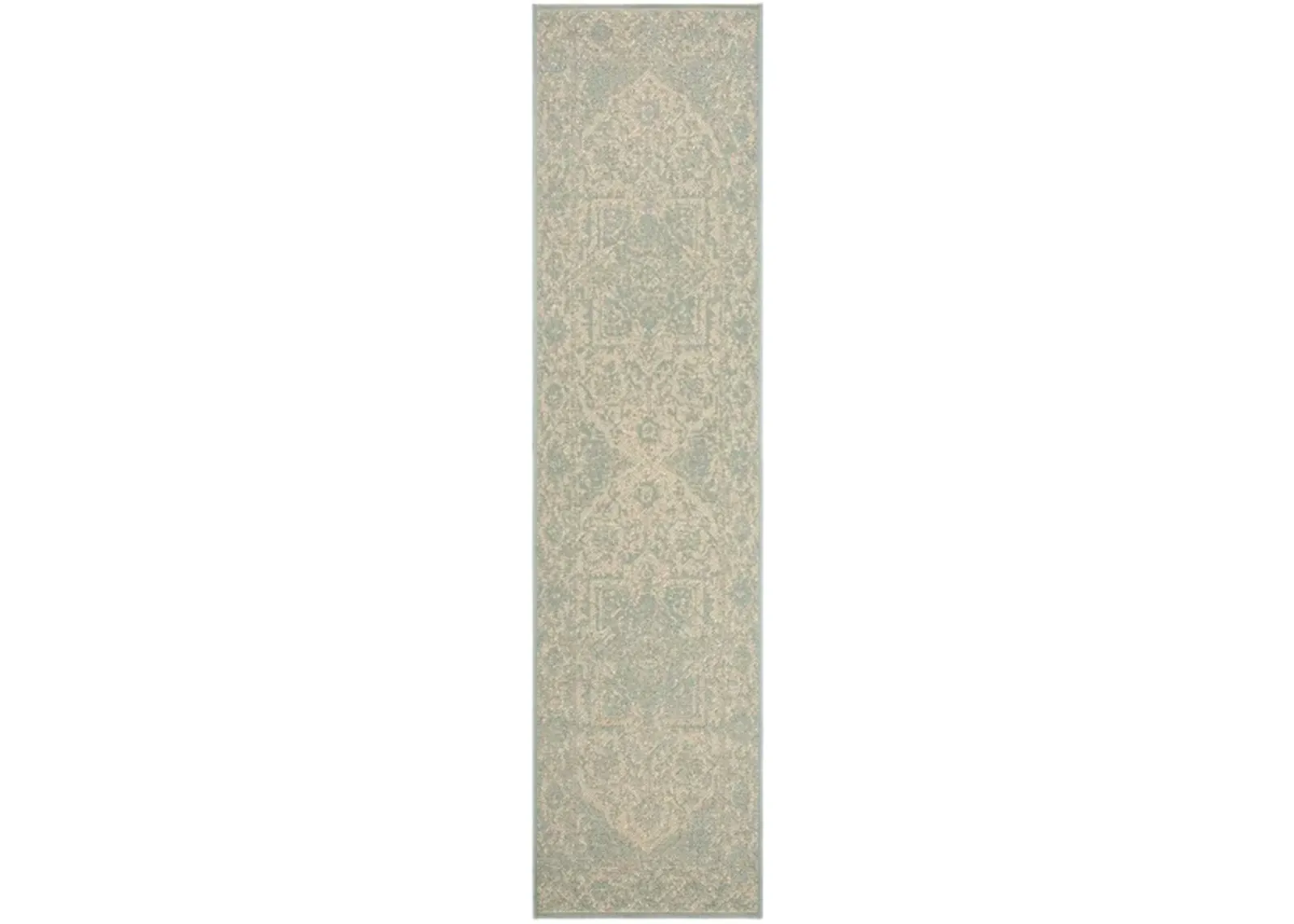 LINDEN 139 Collection LND139L-28 Cream / Aqua 2'-2" X 8'