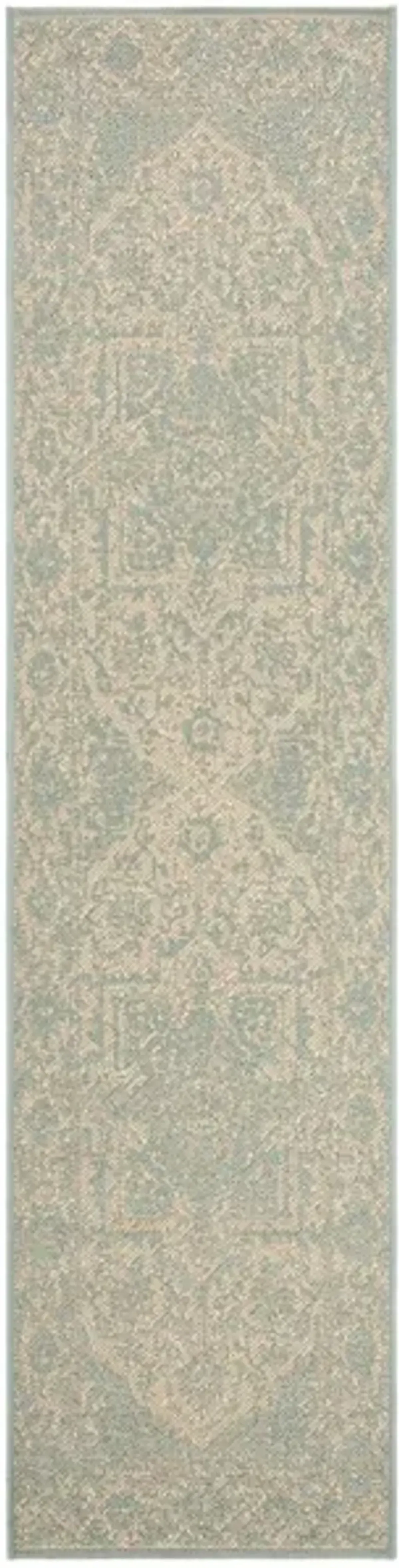 LINDEN 139 Collection LND139L-28 Cream / Aqua 2'-2" X 8'