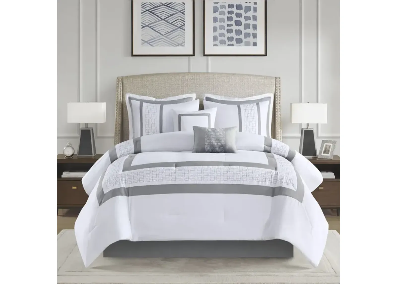 510 Design Powell White 8 Piece Embroidered Comforter Set