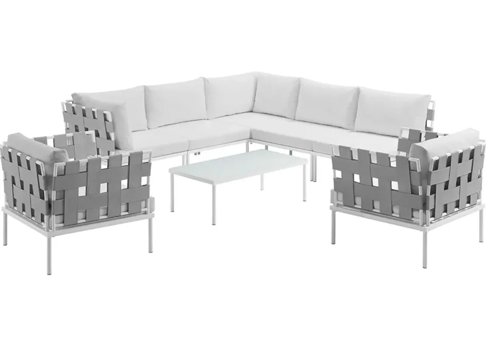 Harmony 8 Piece Outdoor Patio Aluminum Sectional Sofa Set