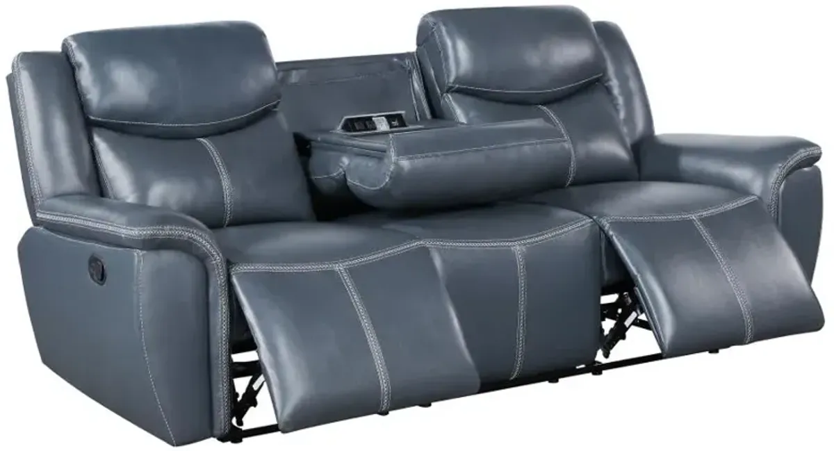 Sloane 2-piece Upholstered Motion Reclining Sofa Set Blue