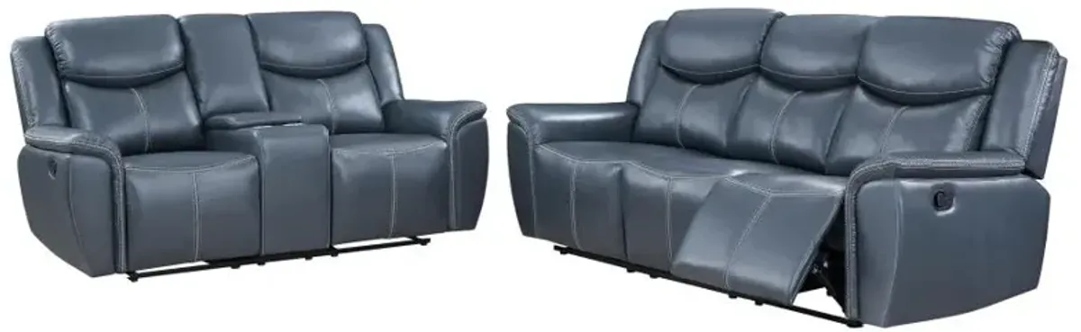 Sloane 2-piece Upholstered Motion Reclining Sofa Set Blue