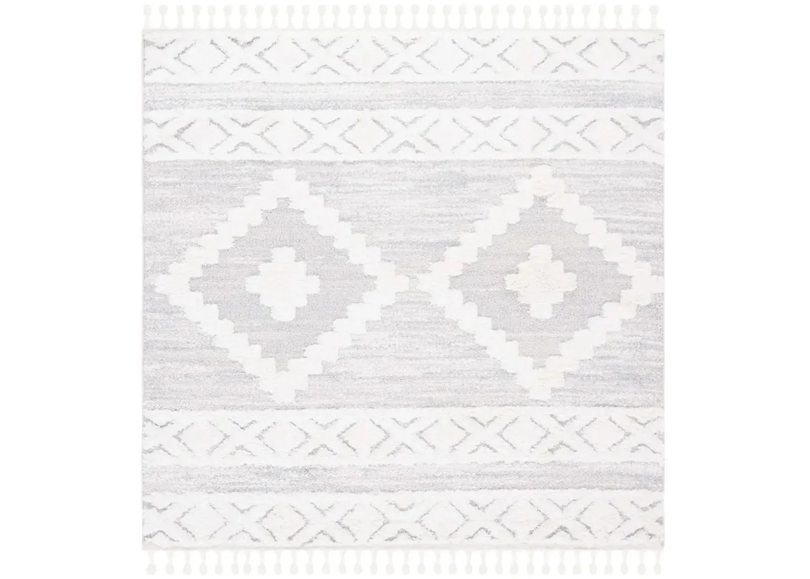 MOROCCAN TASSEL SHAG 640 IVORY  3' x 3' Square Square Rug