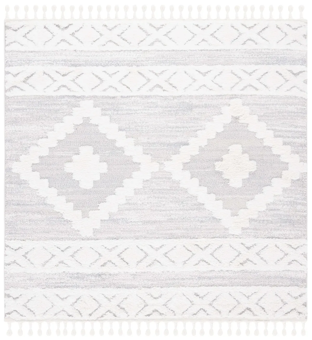 MOROCCAN TASSEL SHAG 640 IVORY  3' x 3' Square Square Rug