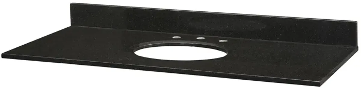 Stone Top - 49-inch for Oval Undermount Sink - Black Granite