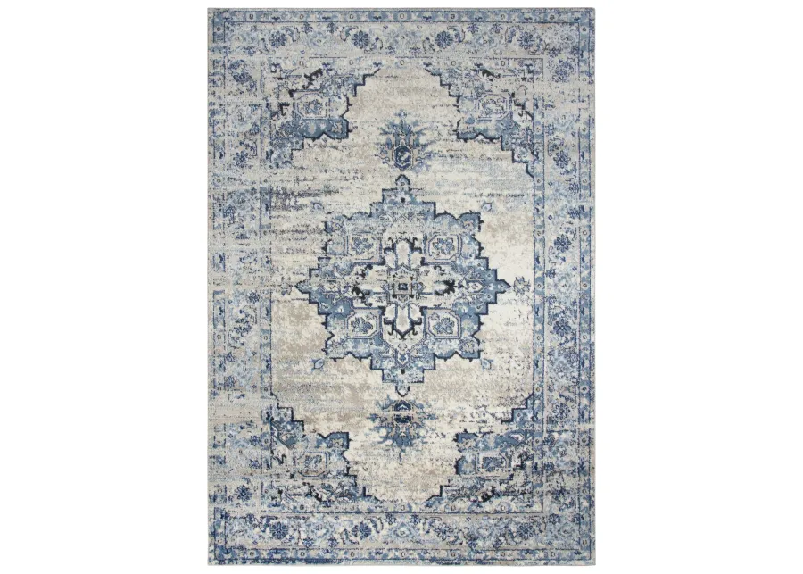 Encore Blue Traditional Medallion Polypropylene 5'2" x 7'3" Rectangle Rug