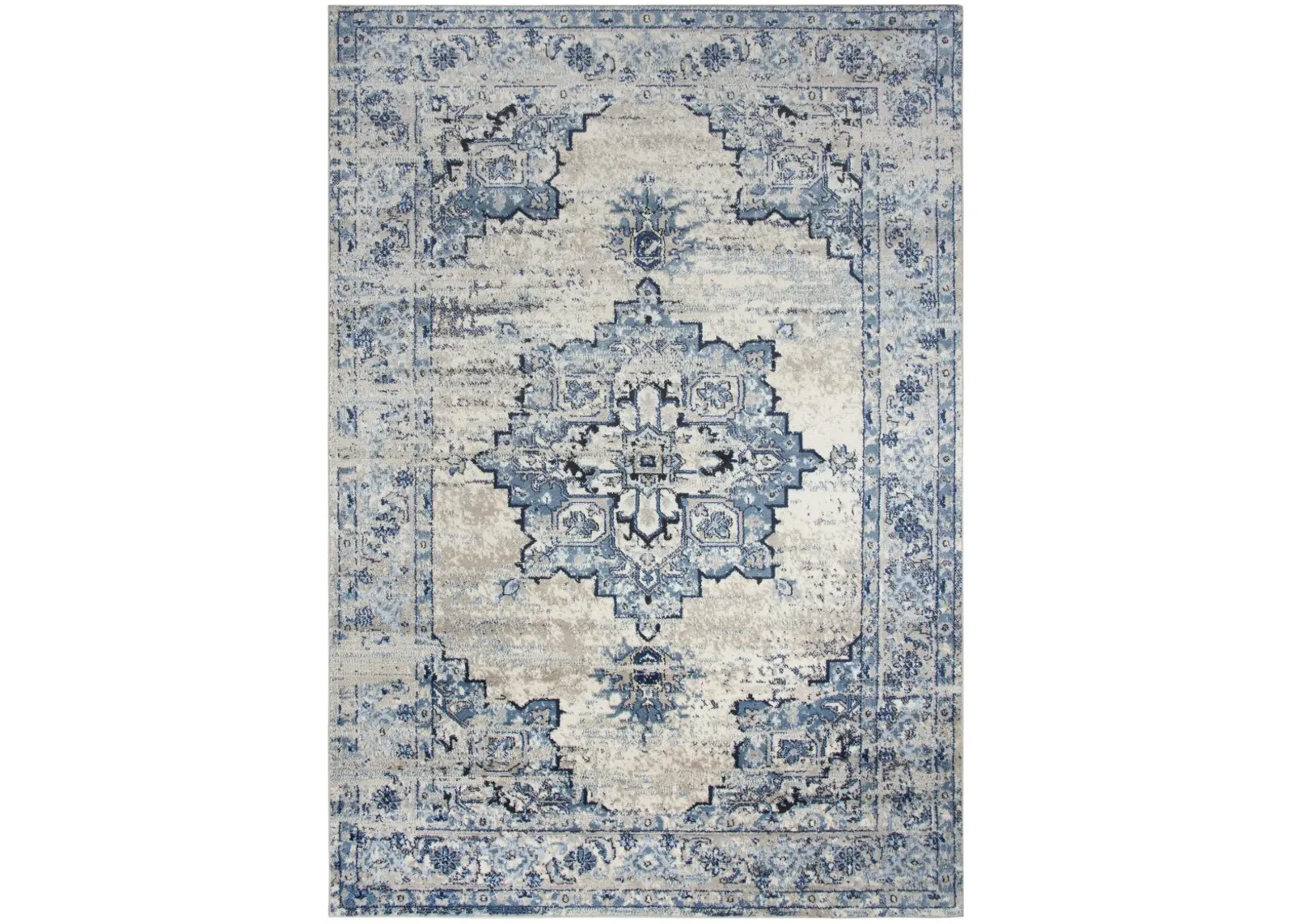 Encore Blue Traditional Medallion Polypropylene 5'2" x 7'3" Rectangle Rug