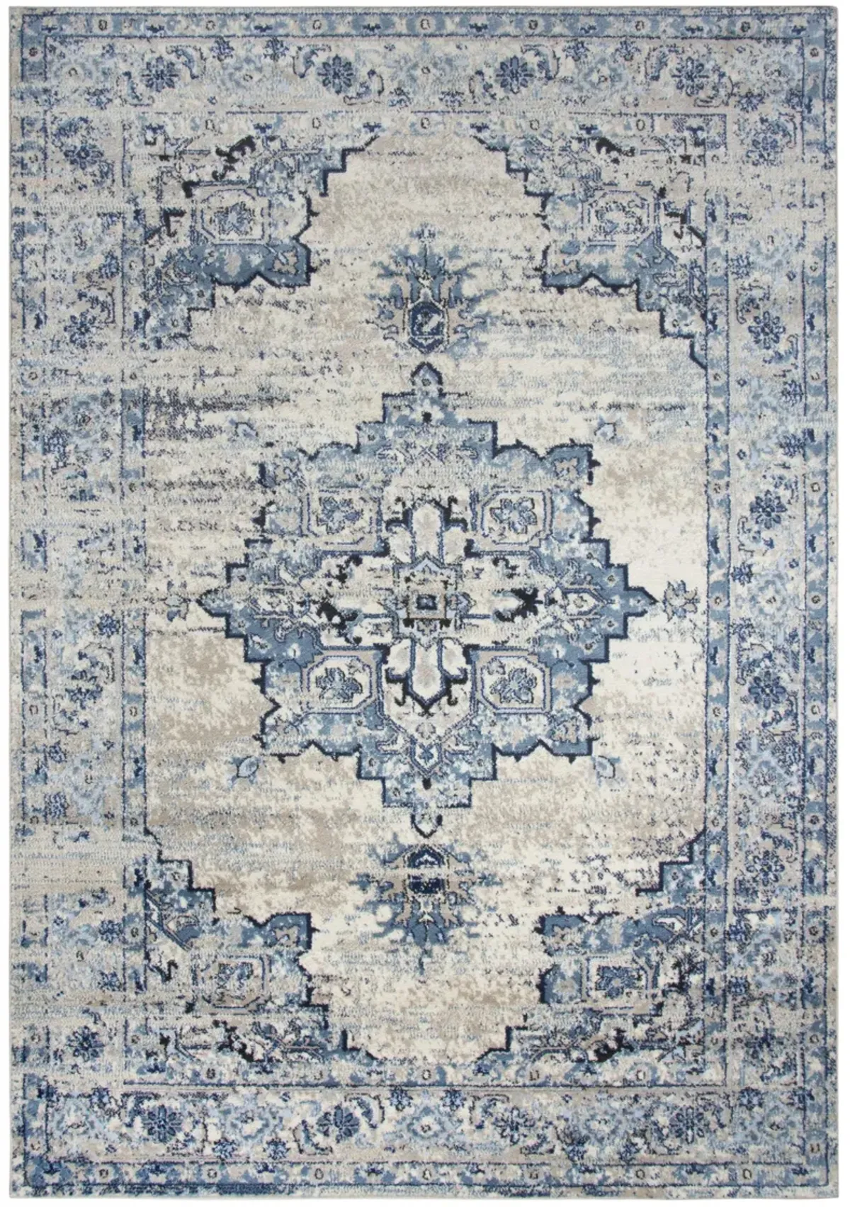 Encore Blue Traditional Medallion Polypropylene 5'2" x 7'3" Rectangle Rug