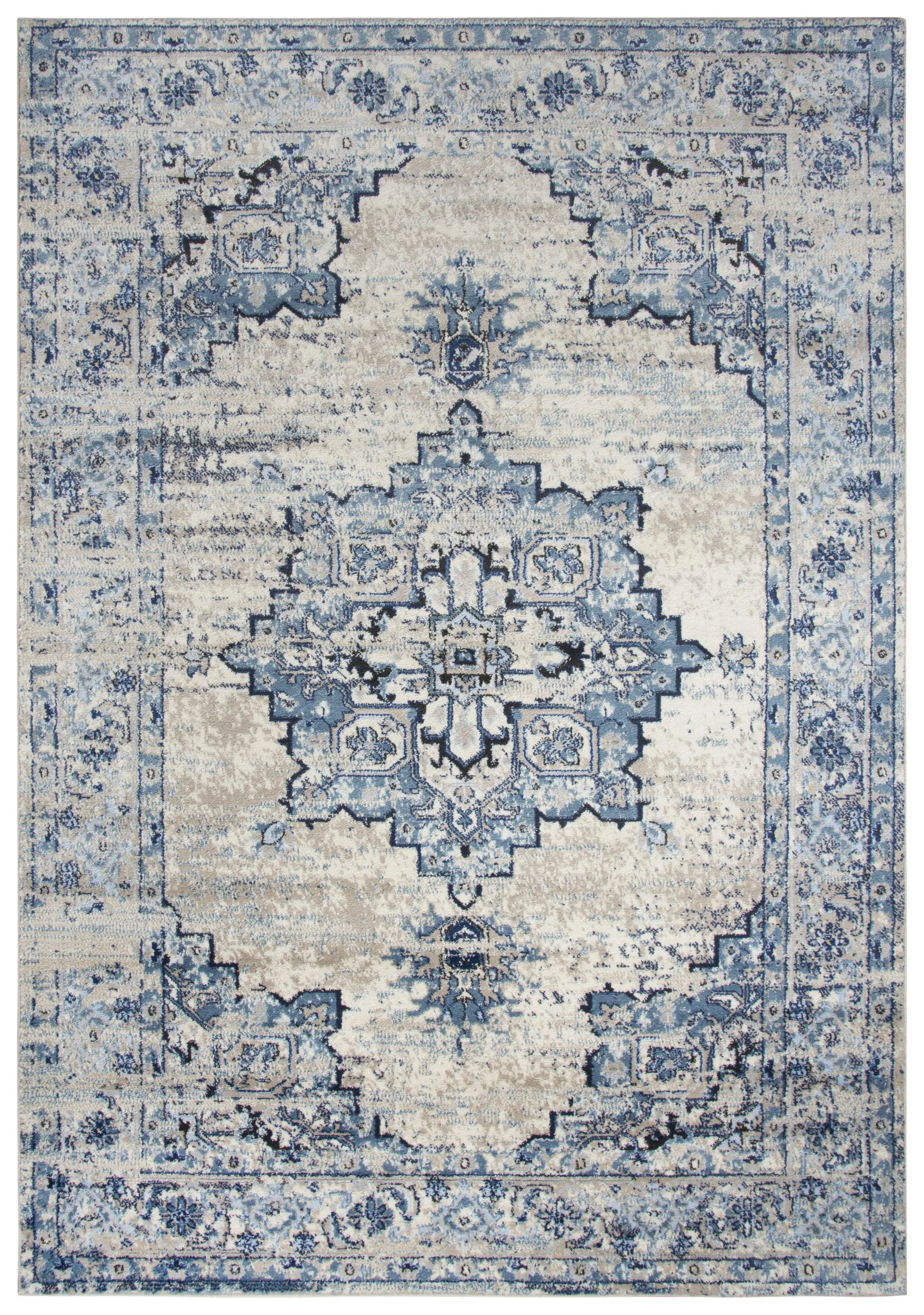 Encore Blue Traditional Medallion Polypropylene 5'2" x 7'3" Rectangle Rug