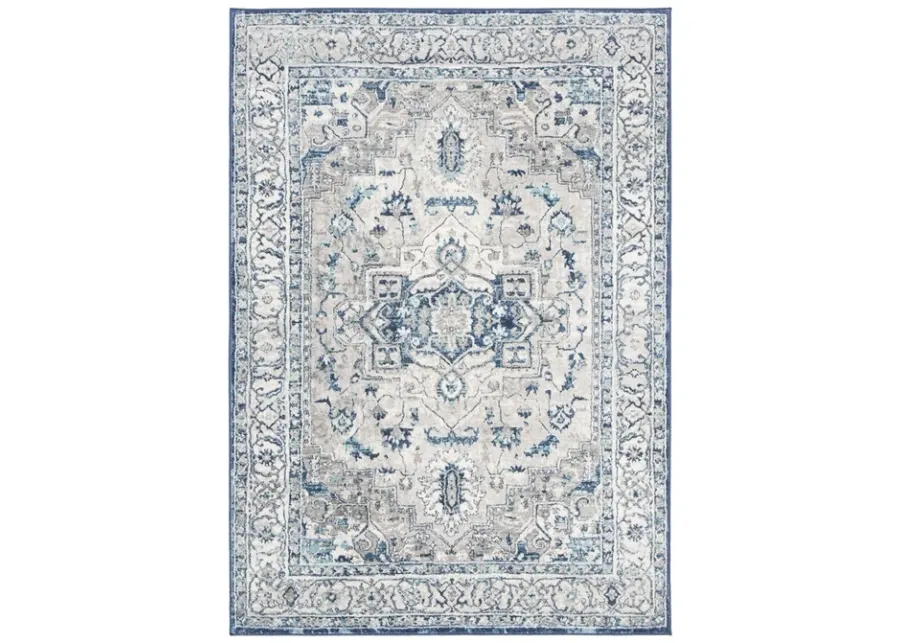 Brentwood 851 Light Grey / Blue 6' X 9' Medium Rectangle Powerloomed Rug