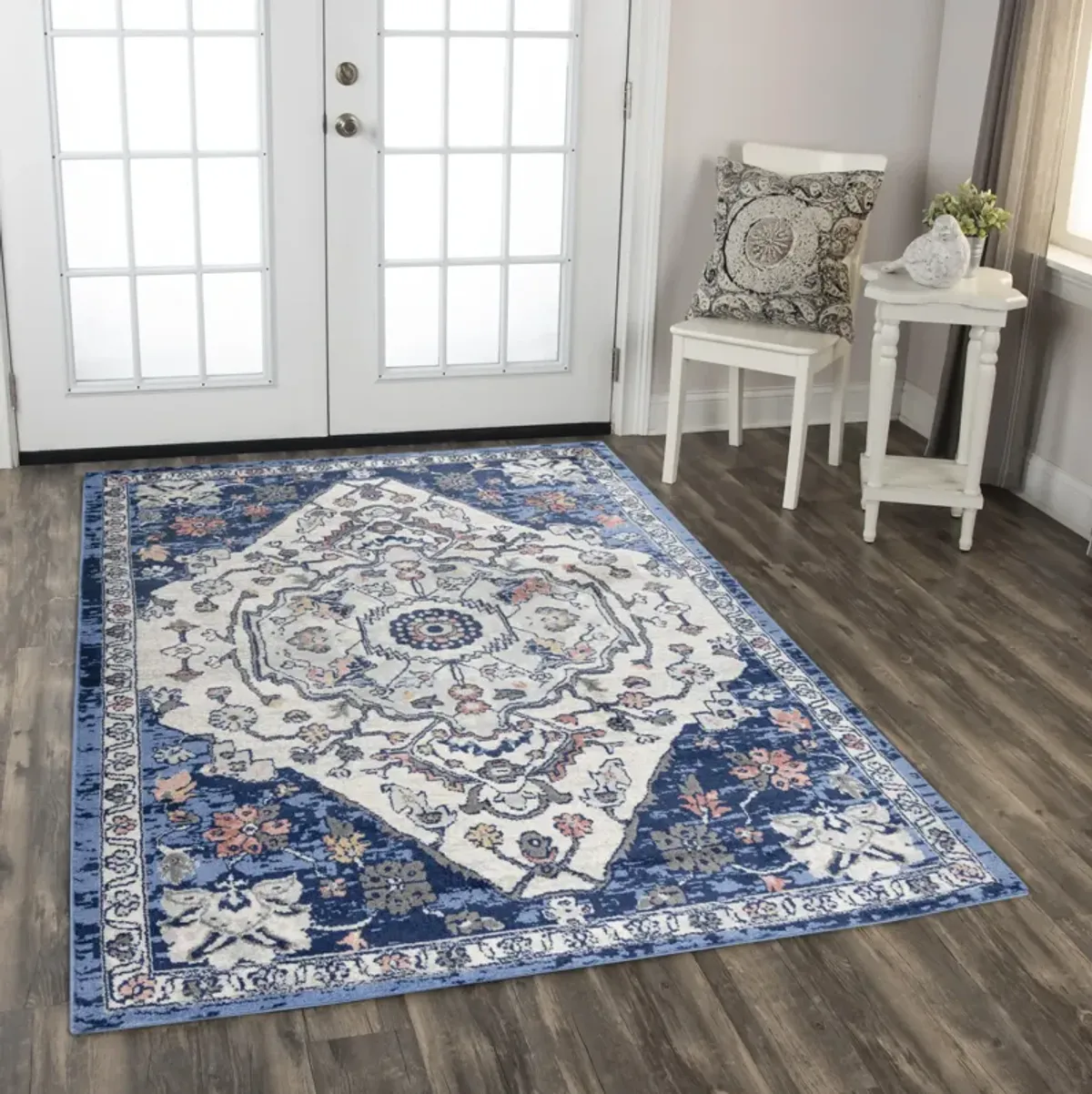 Marquise Blue  Polypropylene  5'2" x 7'3" Rectangle Rug