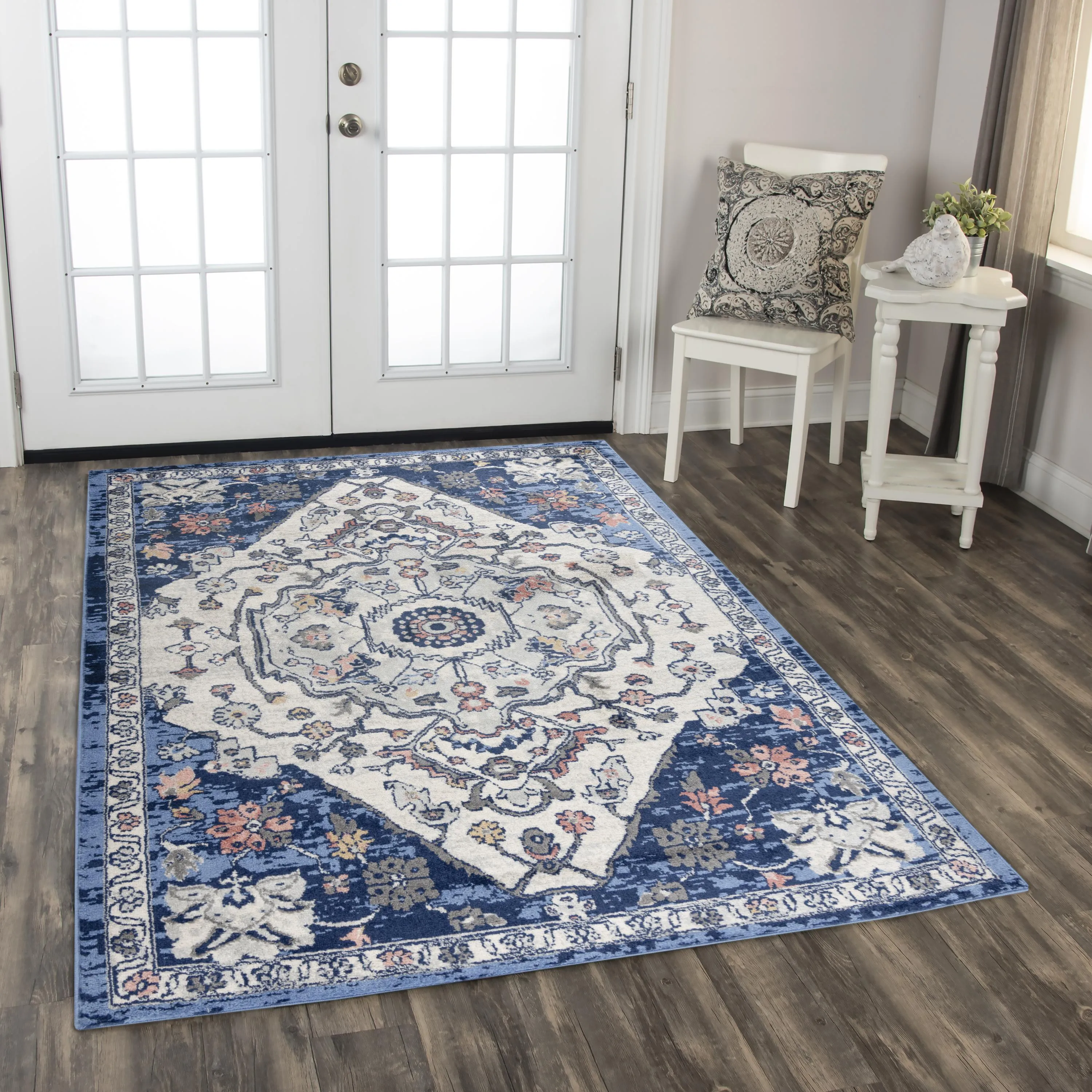 Marquise Blue  Polypropylene  5'2" x 7'3" Rectangle Rug