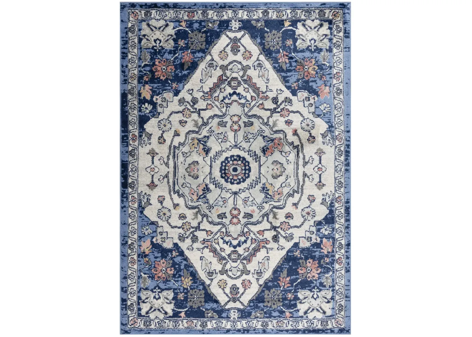 Marquise Blue  Polypropylene  5'2" x 7'3" Rectangle Rug