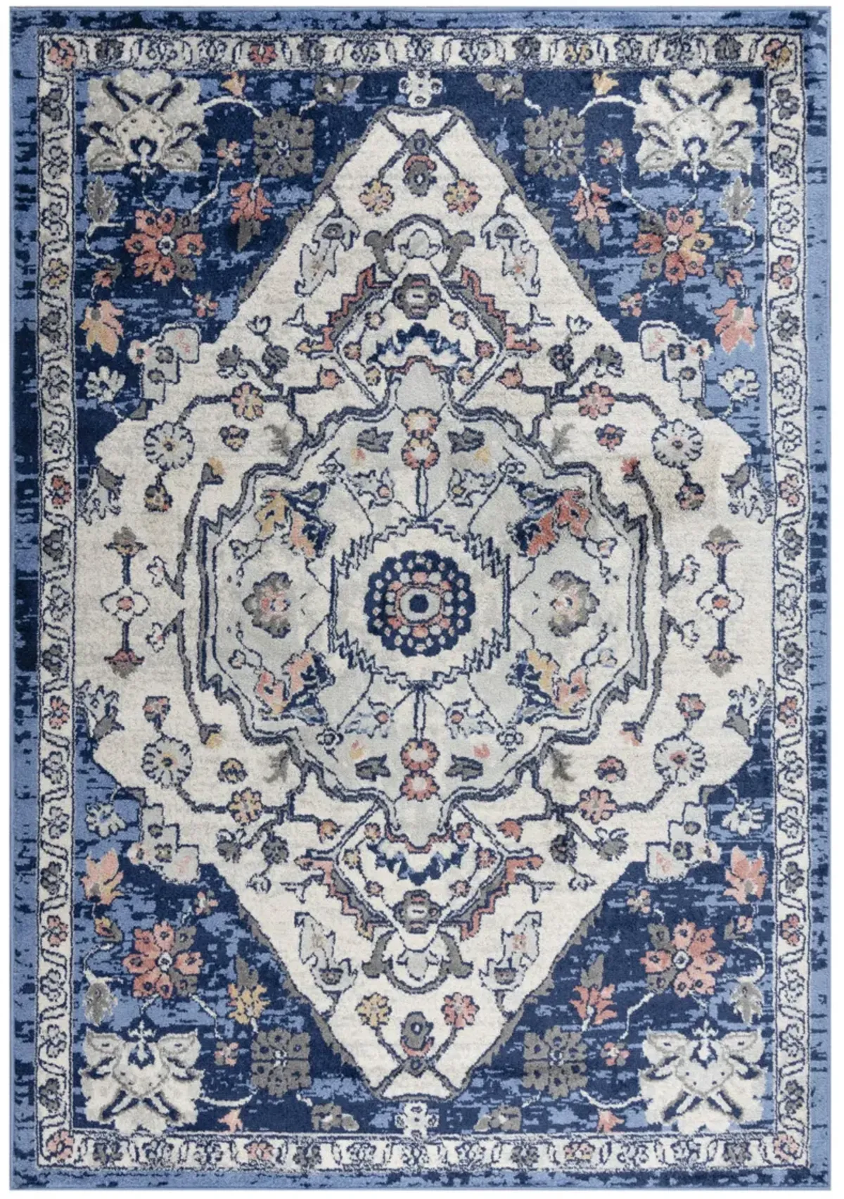 Marquise Blue  Polypropylene  5'2" x 7'3" Rectangle Rug