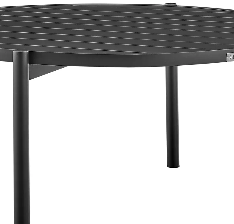 Tiffany Outdoor Patio Round Coffee Table in Black Aluminum