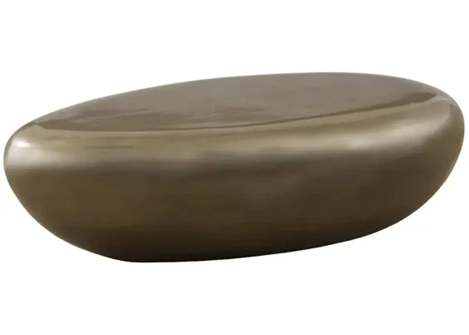 River Stone Coffee Table, Large, Resin, Polished Bronze Finish