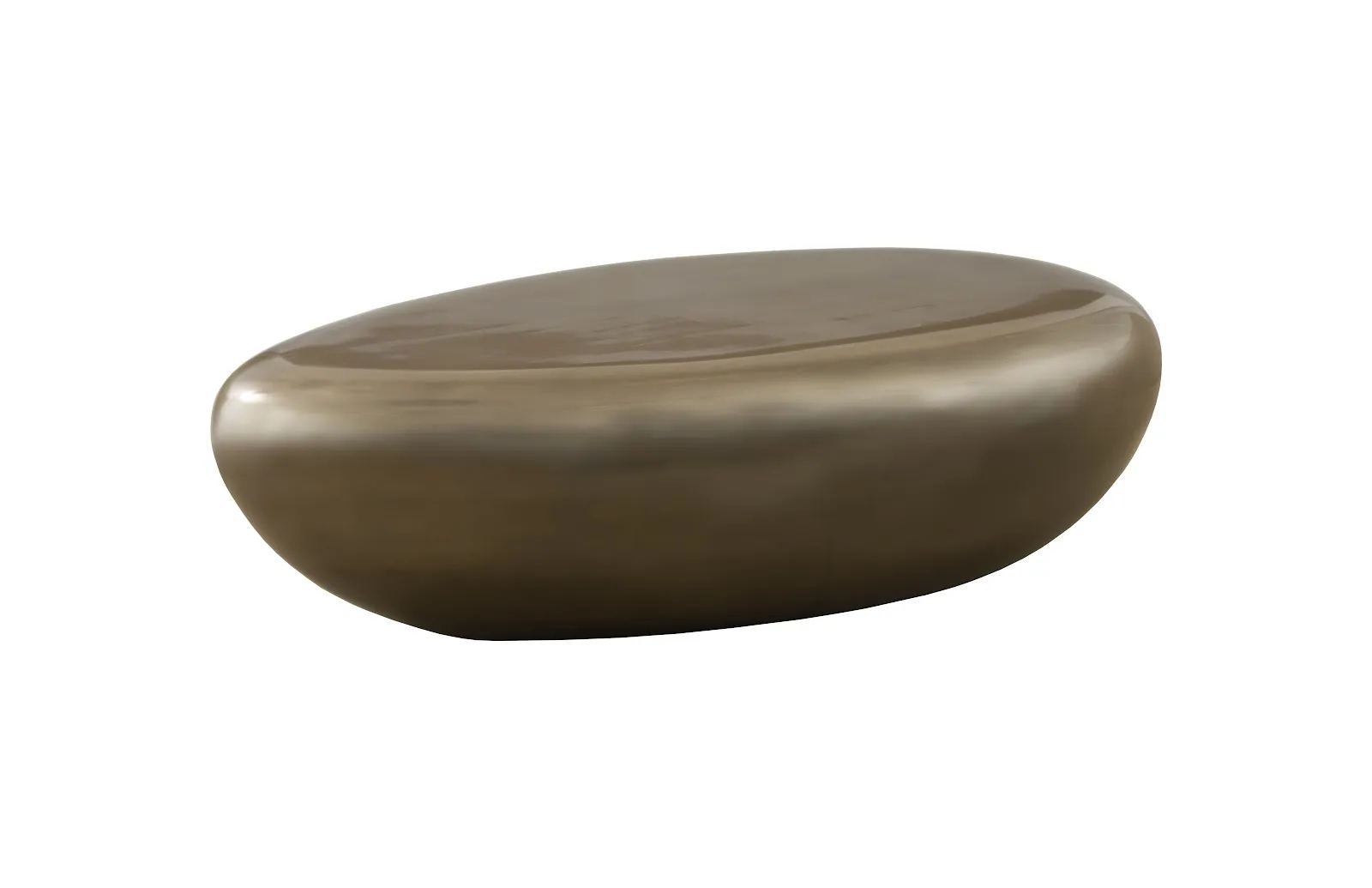 River Stone Coffee Table, Large, Resin, Polished Bronze Finish