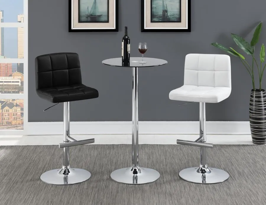 Aliya Adjustable Bar Stools Chrome And Black (Set of 2)