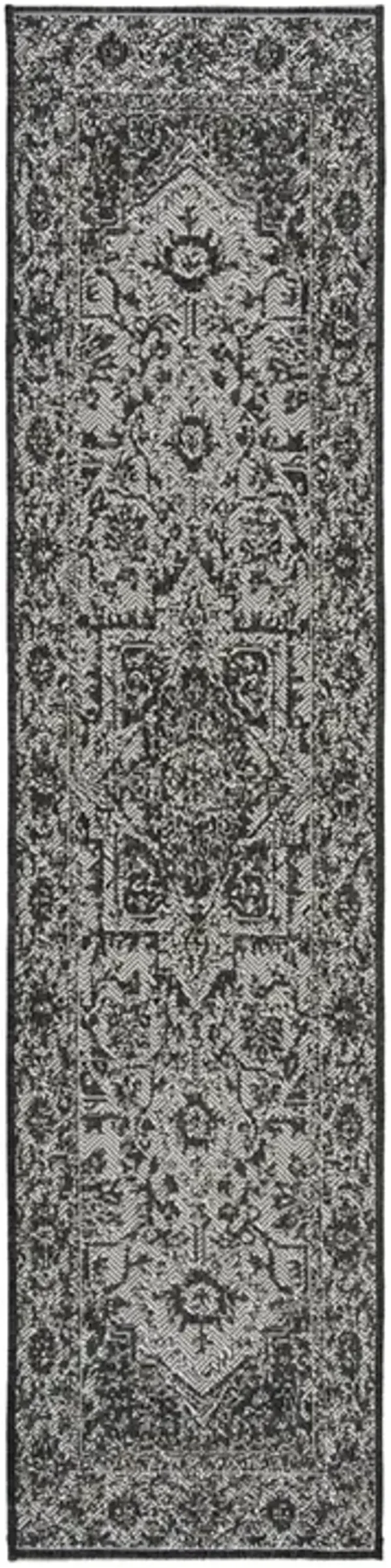 LINDEN 139 Collection LND139A-28 Light Grey / Charcoal 2'-2" X 8'