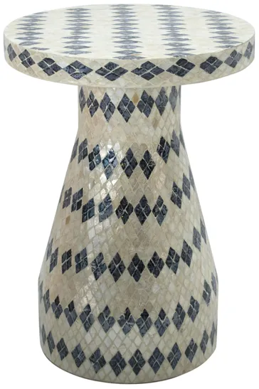 Halio Cream & Blue Checkered Shell Side Table