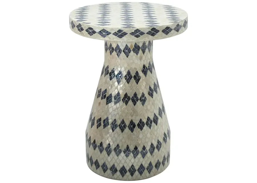 Halio Cream & Blue Checkered Shell Side Table