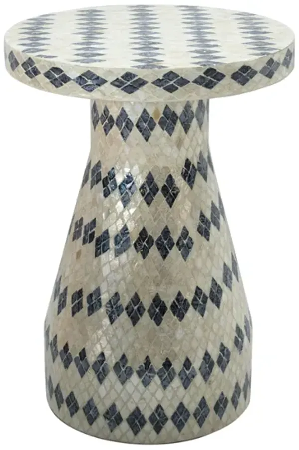 Halio Cream & Blue Checkered Shell Side Table