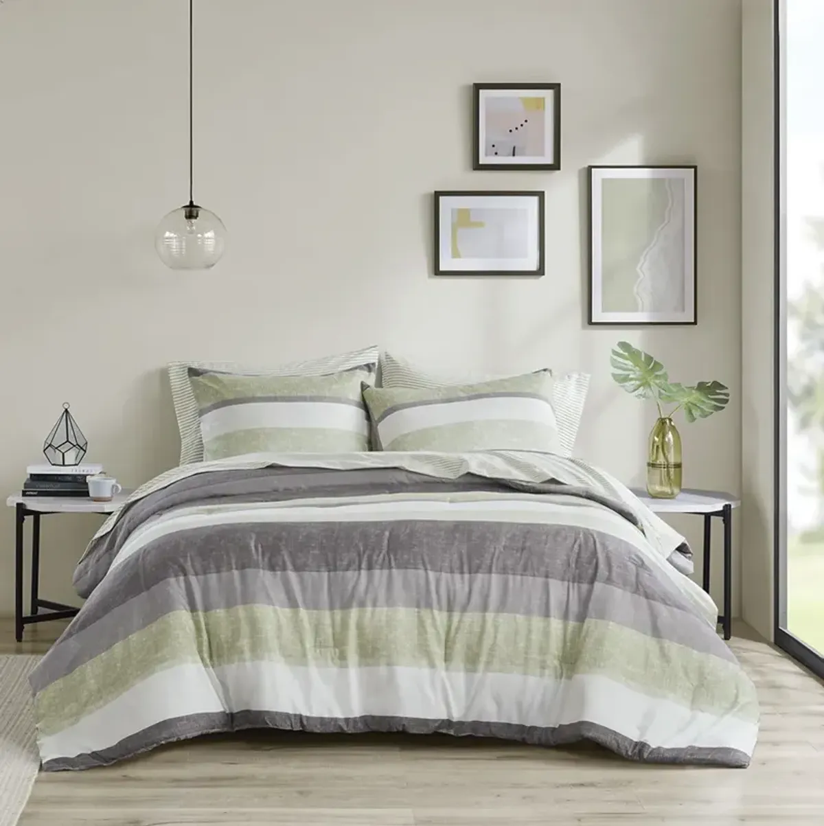 Stripe Comforter Set with Bed Sheets