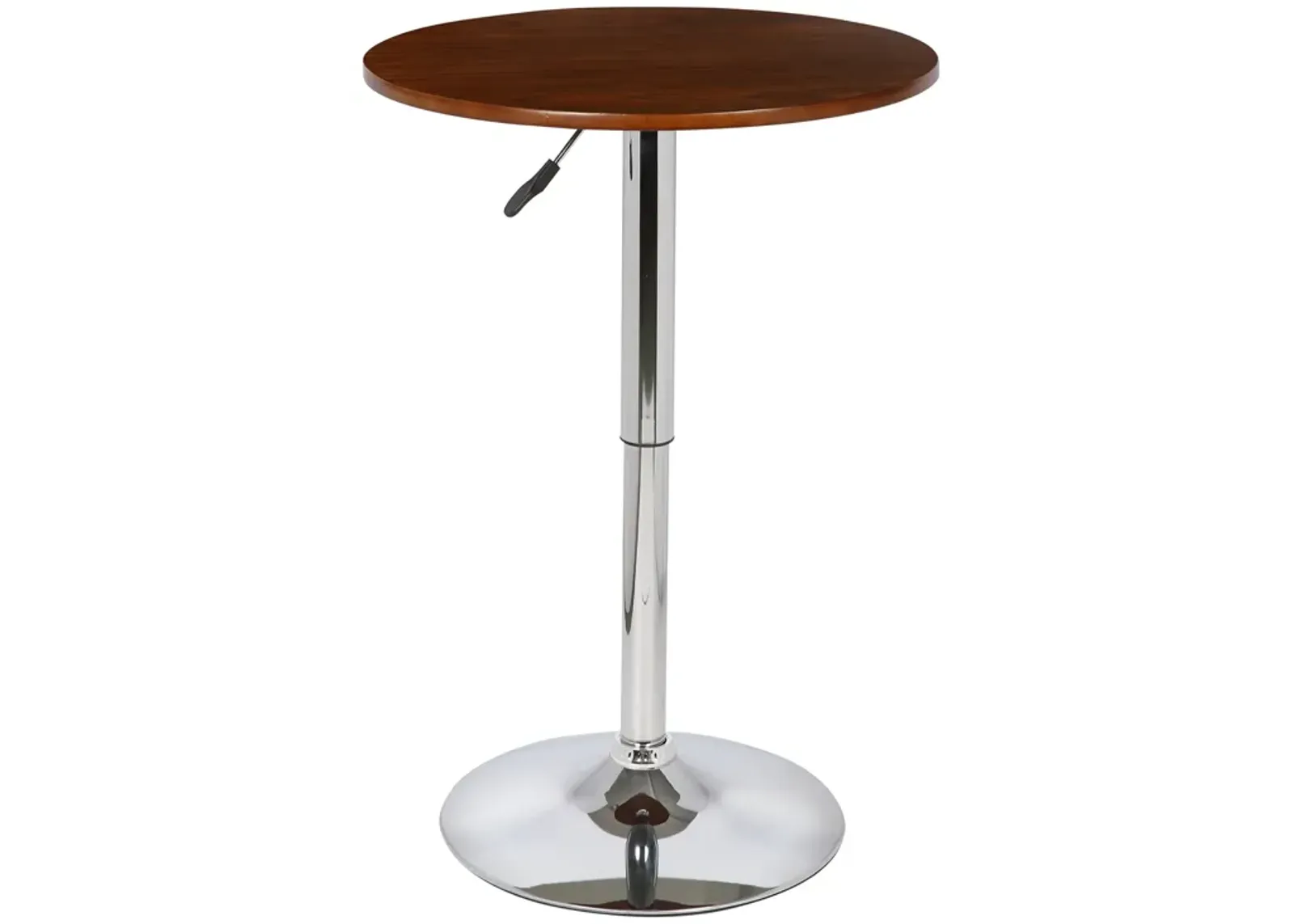 Bentley Adjustable Pub Table in Walnut Wood and Chrome finish