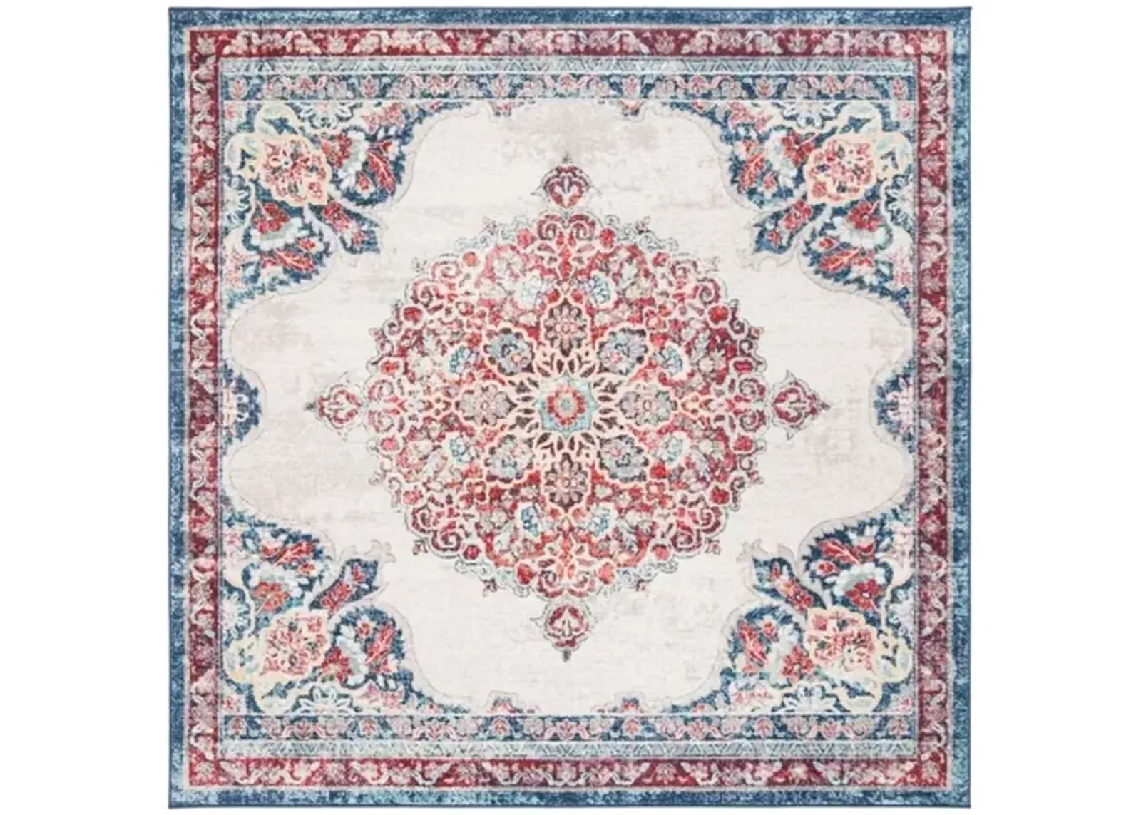 Brentwood 867 Ivory / Red 6'-7" X 6'-7" Square Square Powerloomed Rug