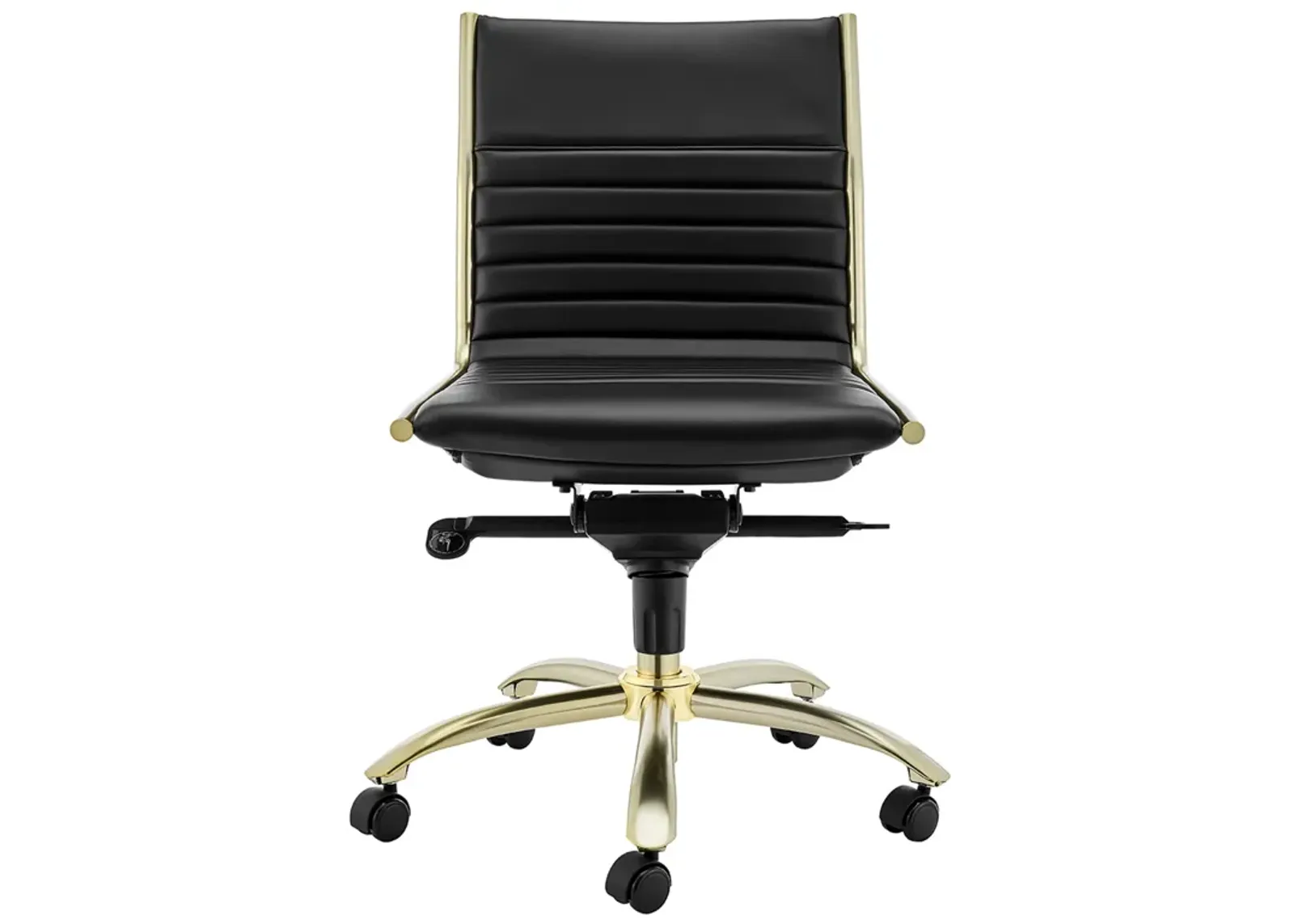 Dirk Low Back Office Chair w/o Armrests in Black with Matte Brushed Gold Base