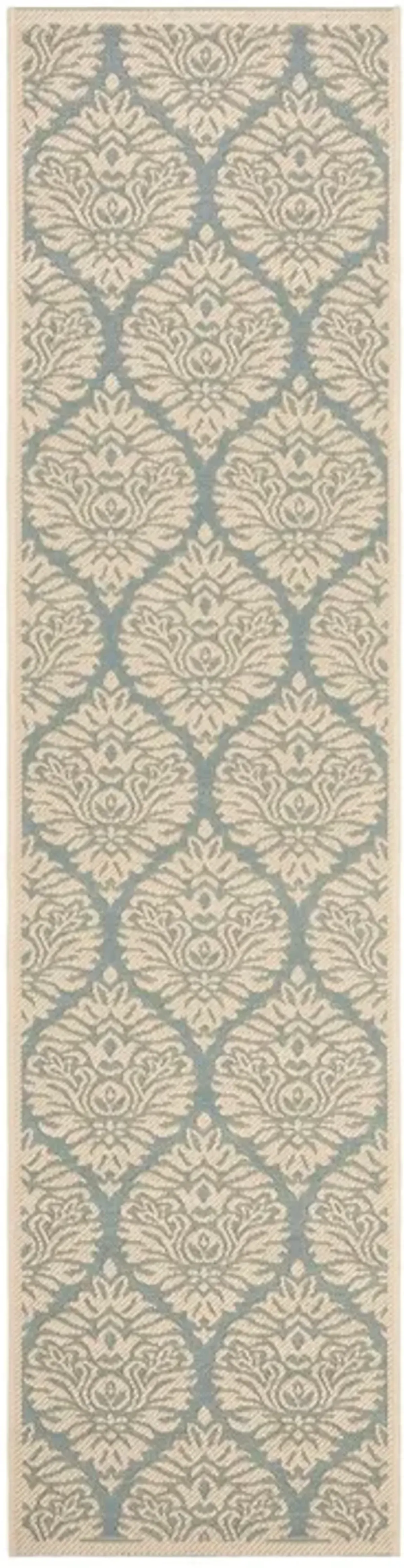 Safavieh BEACH HOUSE Collection BHS135K-28 Aqua / Cream 2'-2" X 8'